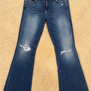 MOTHER Flare Distressed Blue Jeans